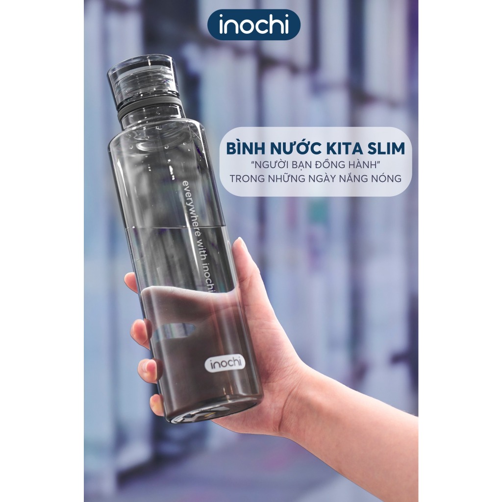 Bình nước cho bé mang đi học gọn nhẹ, dễ thương Inochi - KITA SLIM 350-500ML