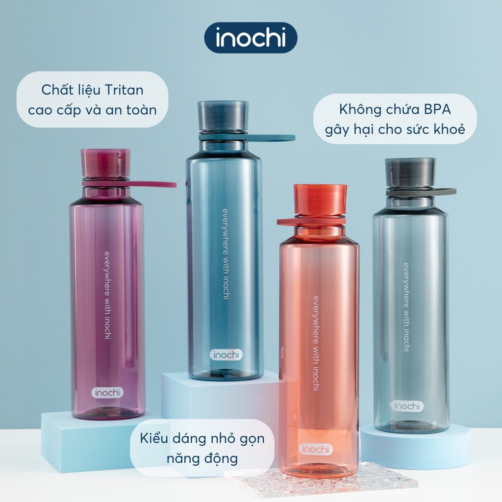 Bình nước cho bé mang đi học gọn nhẹ, dễ thương Inochi - KITA SLIM 350-500ML