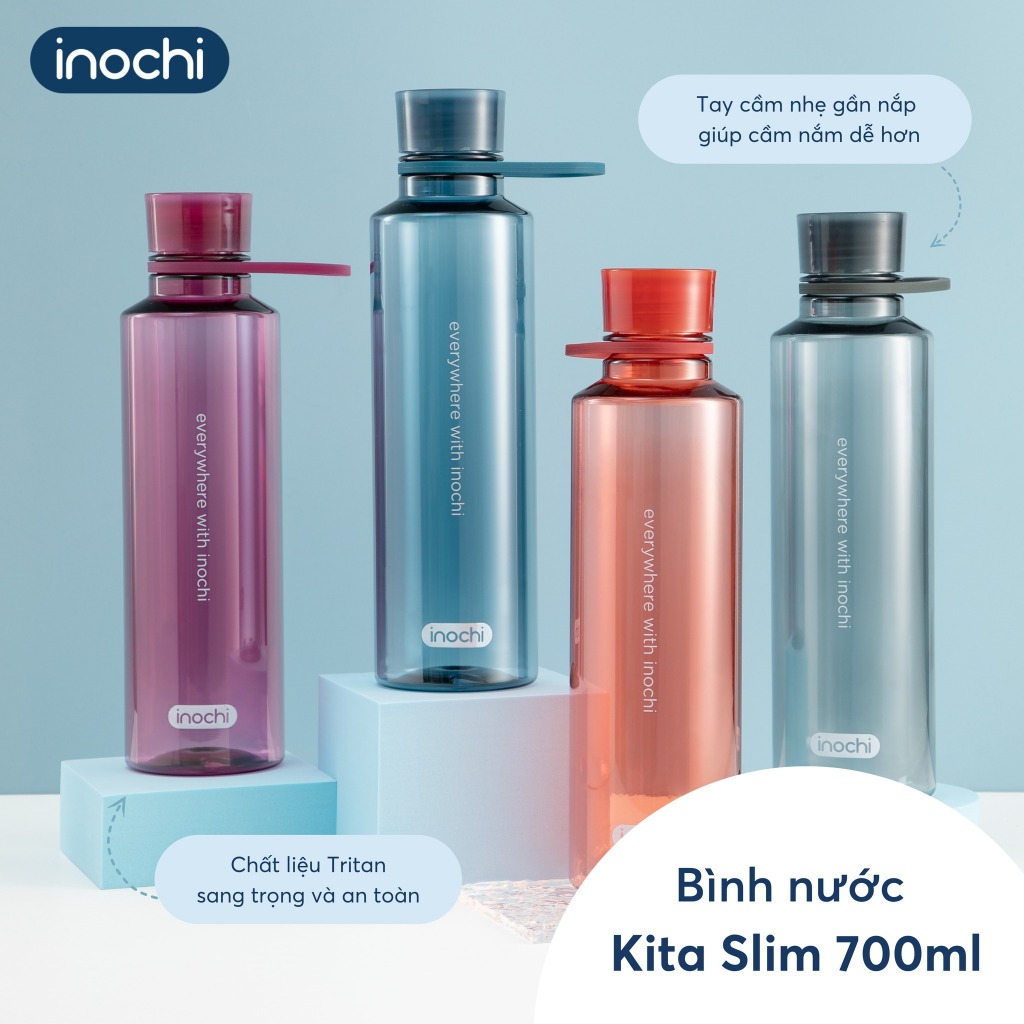 Bình nước cho bé mang đi học gọn nhẹ, dễ thương Inochi - KITA SLIM 350-500ML