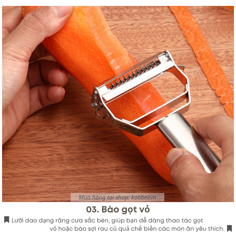 [LOẠI 1] Dụng Cụ Bào Sợi Đa Năng Inox Cao Cấp KOOBEE – Bào Rau Củ Nhanh, Sợi Đều, Sắc Bén (SC06)