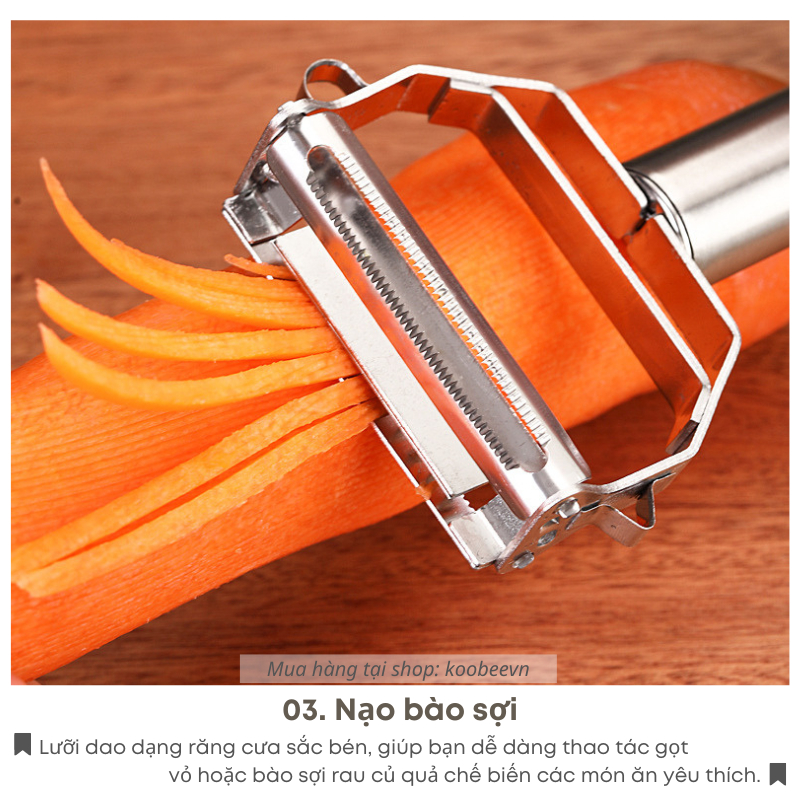[LOẠI 1] Dụng Cụ Bào Sợi Đa Năng Inox Cao Cấp KOOBEE – Bào Rau Củ Nhanh, Sợi Đều, Sắc Bén (SC06)