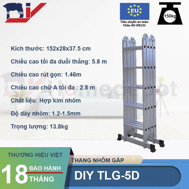Thang nhôm gấp đoạn DIY TLG-5D