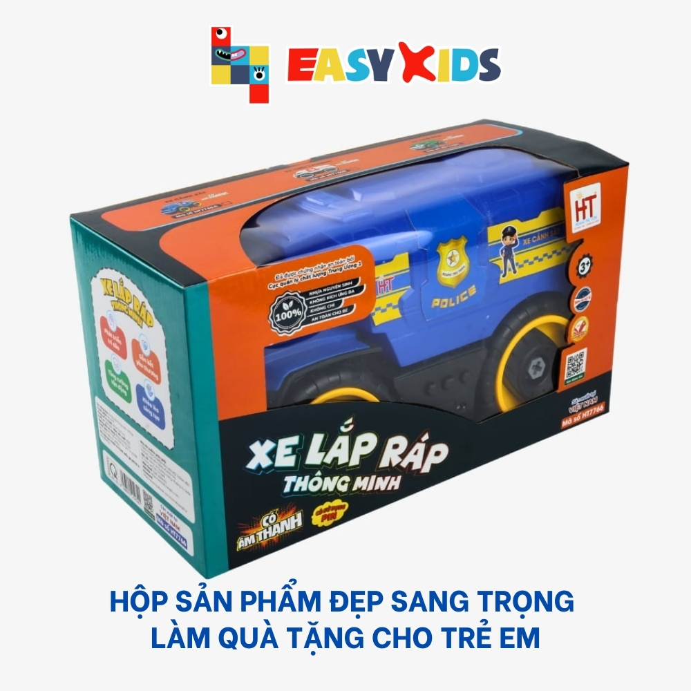 Xe Ô Tô Cảnh Sát Cảnh Sác, Xe Cứu Thương Cấp Cứu Lắp Ráp Thông Minh Có Âm Thanh