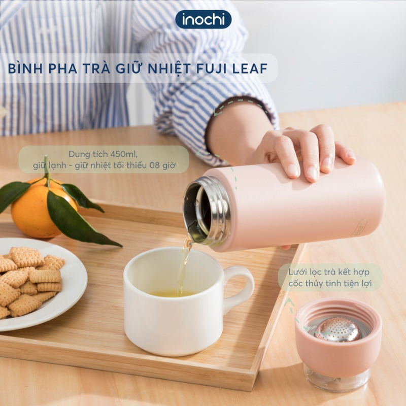 Bình pha trà giữ nhiệt Fuji Leaf 450ml INOCHI