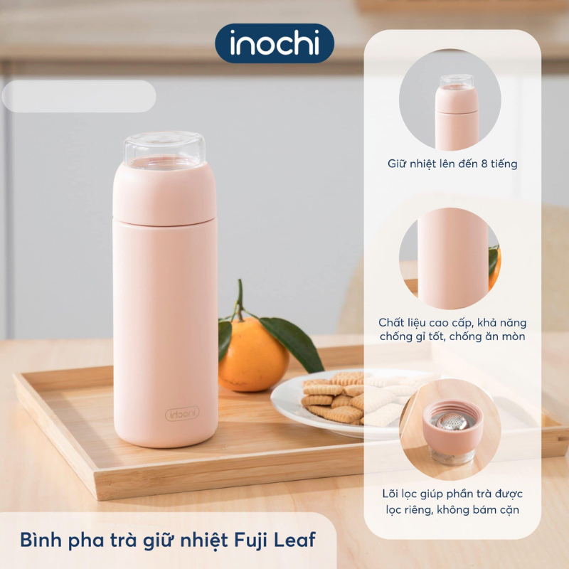 Bình pha trà giữ nhiệt Fuji Leaf 450ml INOCHI