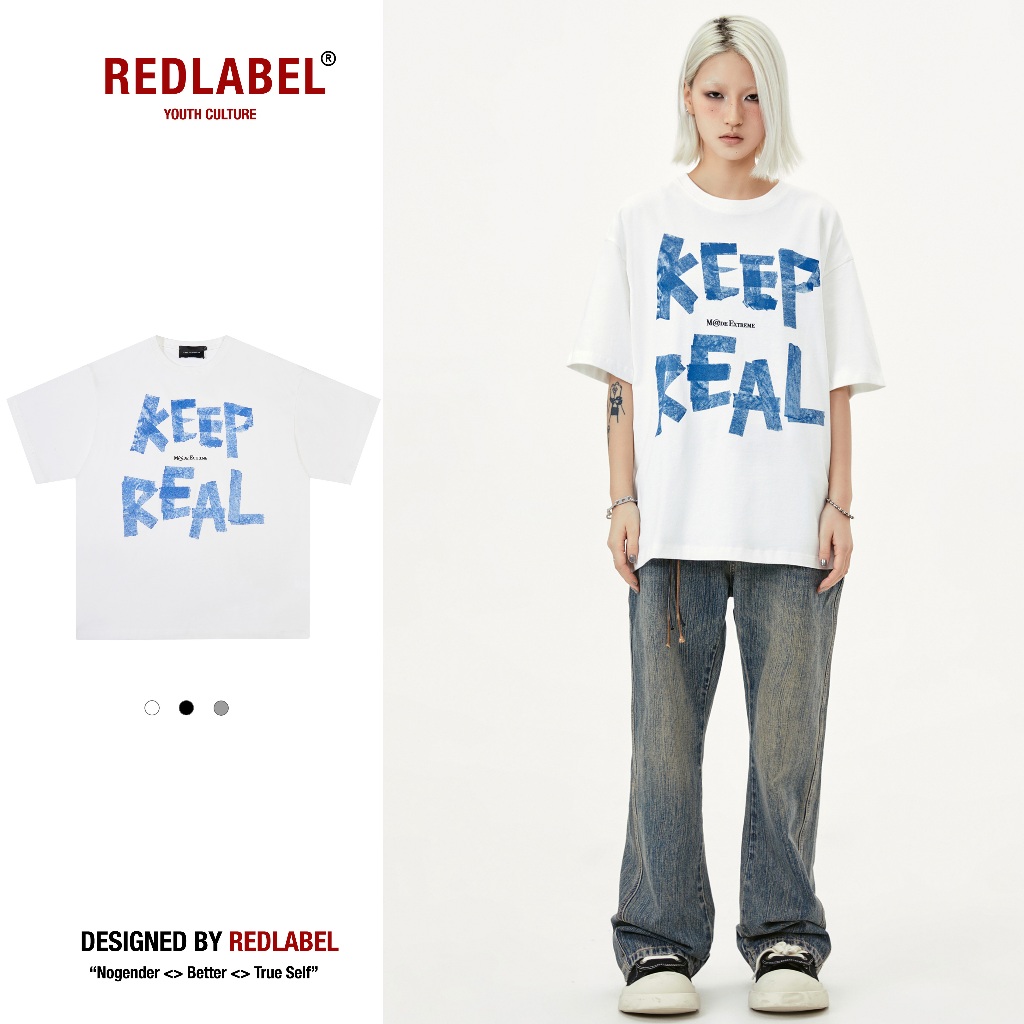 Áo Thun Nam Nữ "KEEP - REAL" Tshirt, Áo phông RedLabel basic form rộng tay lỡ