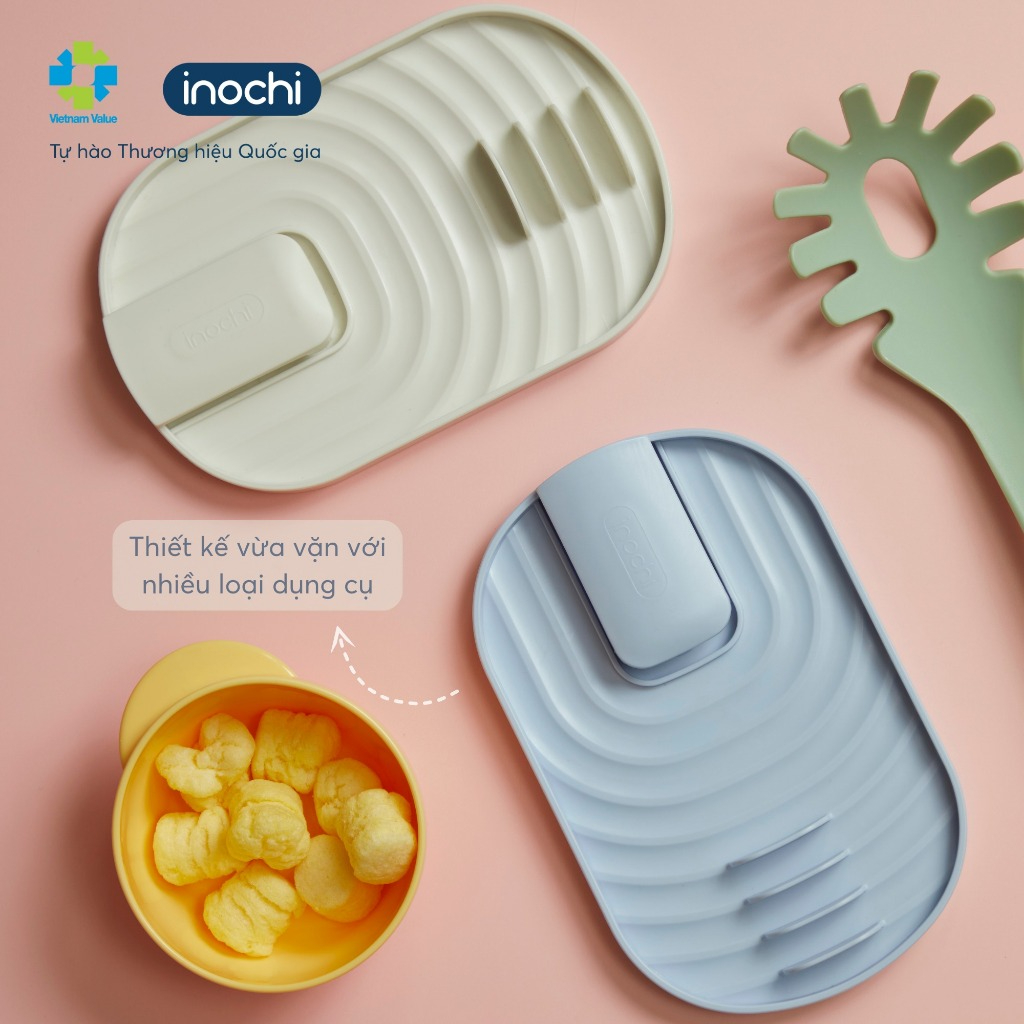 KHAY GÁC DỤNG CỤ nhà bếp Yoko Inochi, gác nắp vung nồi, muỗng đũa chống trượt, nhựa PP nguyên sinh