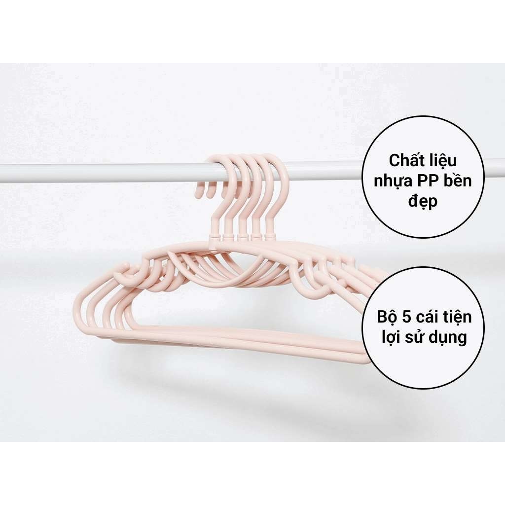 Móc treo quần áo VEST Hara 176 Inochi, sang trọng, chắc chắn, nhựa PP nguyên sinh an toàn [SET 5C]