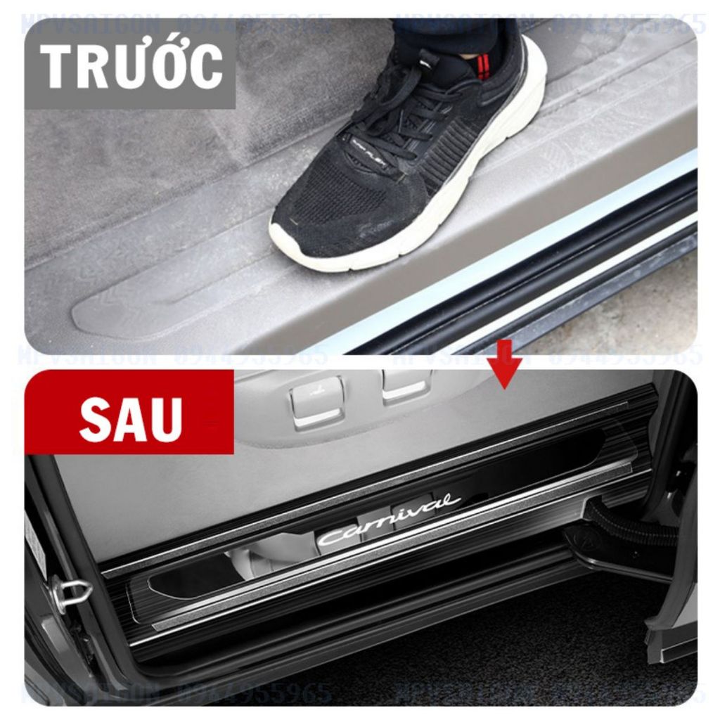 Ốp bậc cửa Kia Carnival 2021 - 2024,  Nẹp bước chân Chất liệu Inox / Titan cao cấp, sang trọng