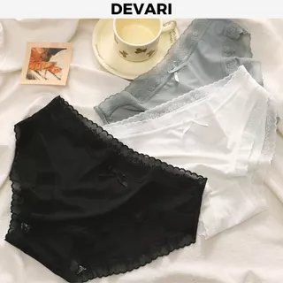 Combo 5 Quần lót nữ lụa băng lạnh thoáng mát, Quần chíp nữ kháng khuẩn viền ren gợi cảm DEVARI L369