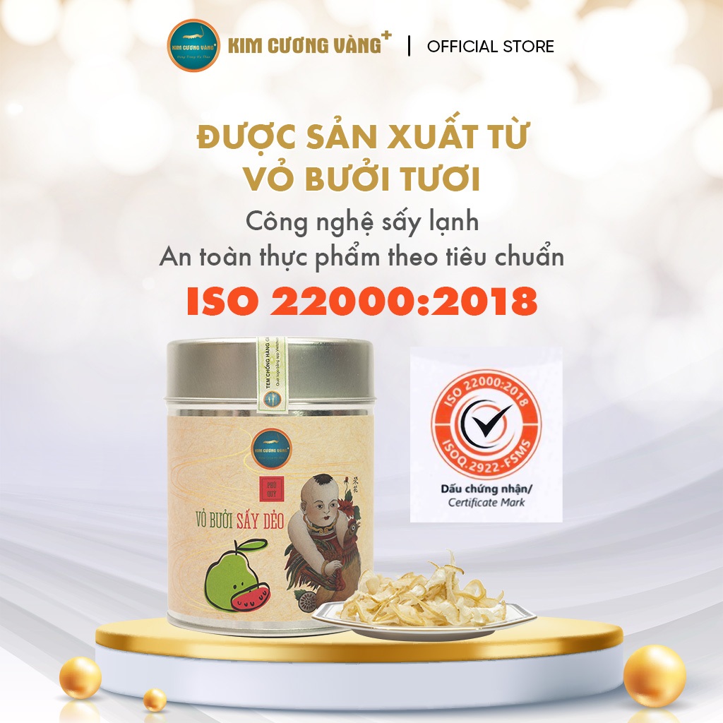Ảnh Vỏ Bưởi Sấy Dẻo Kim Cương Vàng - Hương Vị Tự Nhiên, Hỗ Trợ Giảm Cân, Ngăn Ngừa Lão Hóa (60Gr/Hộp) 2