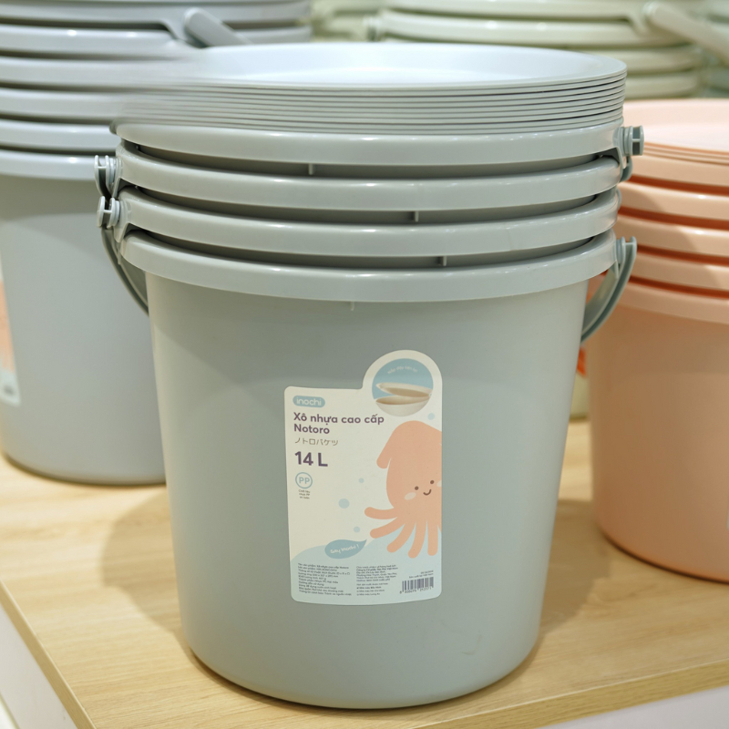CHÍNH HÃNG INOCHI - Xô nhựa cao cấp có nắp đậy Notoro size 11L - 14L - nhiều màu pastel xinh xắn