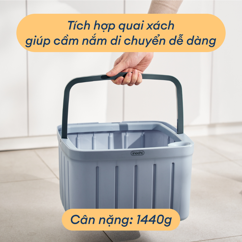 Bộ lau nhà tách nước vuông Souji INOCHI xoay 360 độ, có lỗ thoát nước thông minh