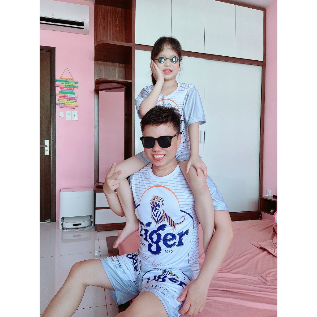 Bộ Đùi Cộc Nam Nữ Hè BIA TIGER Bạc Phối Túi Hai Bên vải Thun Lạnh thông hơi thoáng mát thể dục dạo phố và tập gym Kl1