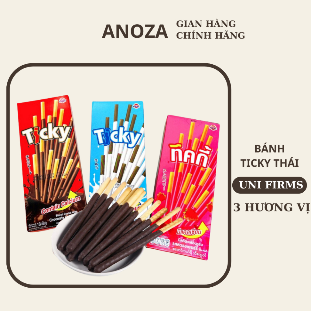 Bánh que ticky 3 vị dâu, sữa, socola giòn ngon ANOZA Store | Shopee ...