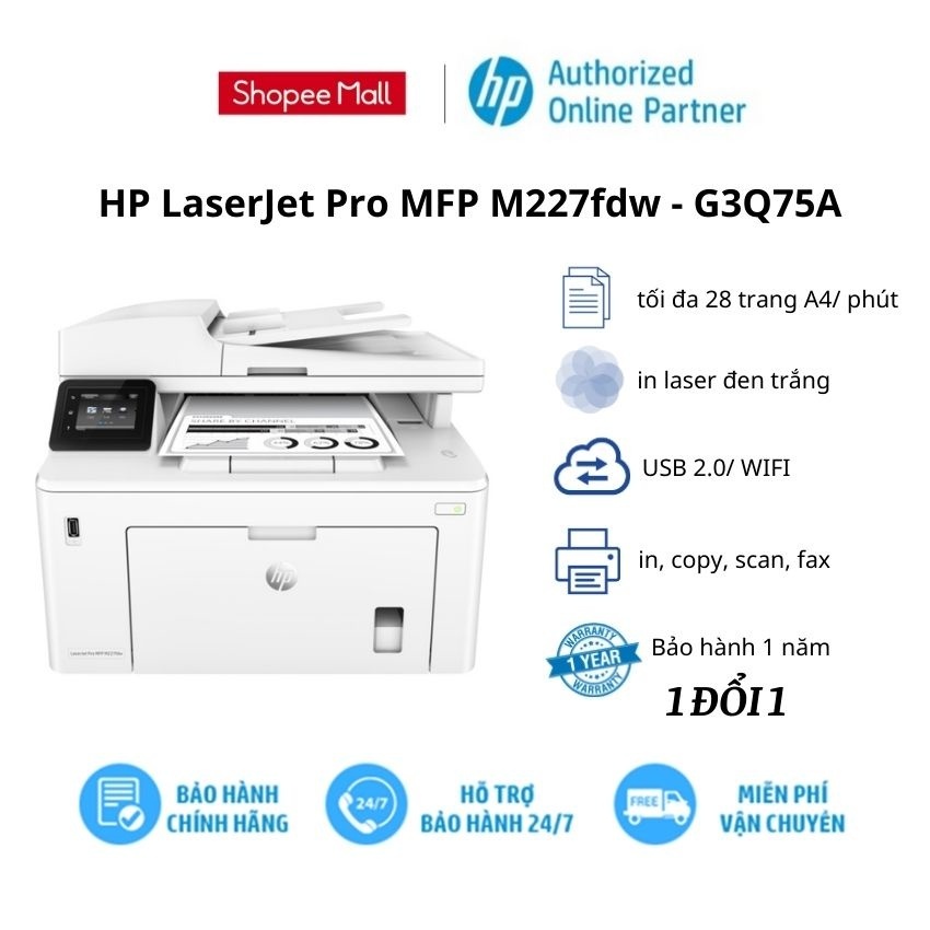 Máy In đa Năng Hp Laserjet Pro Mfp M227fdw G3q75a In Copy Scan