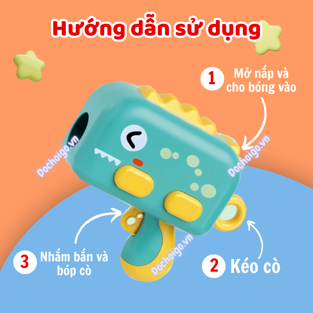 Máy bắn bóng dính máy bắn bóng hình khủng long Tặng kèm bia mục tiêu hình dễ thương và móc treo tường