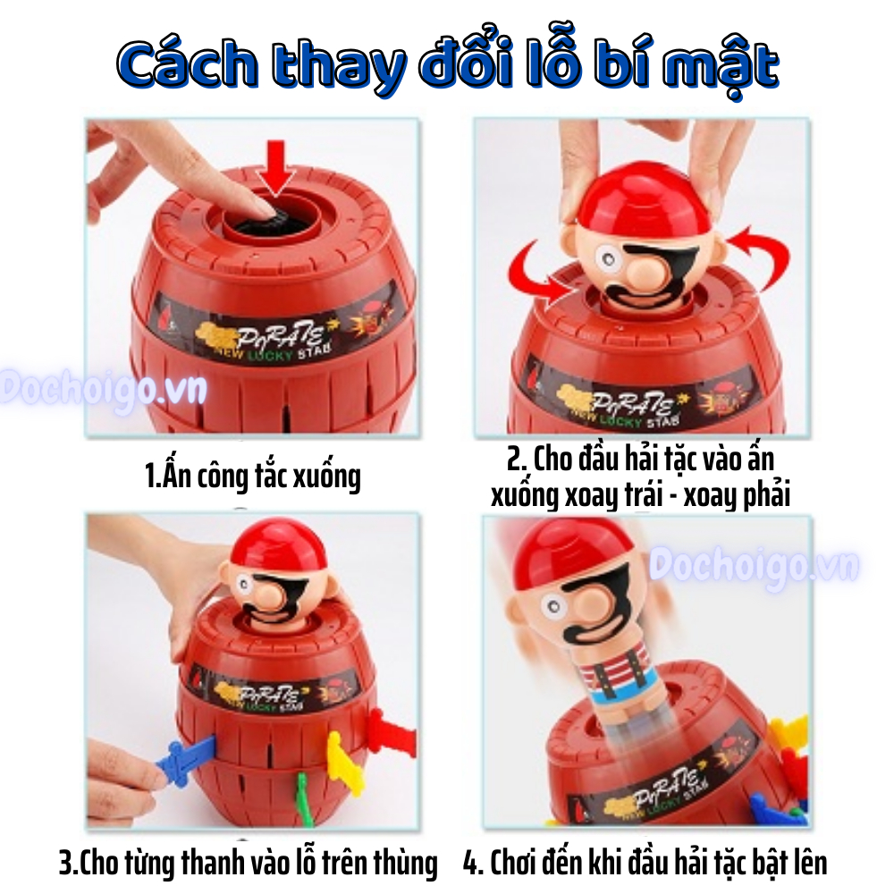 Thùng hải tặc size lớn 20cm, đồ chơi giải trí vui nhộn cho mọi lứa tuổi