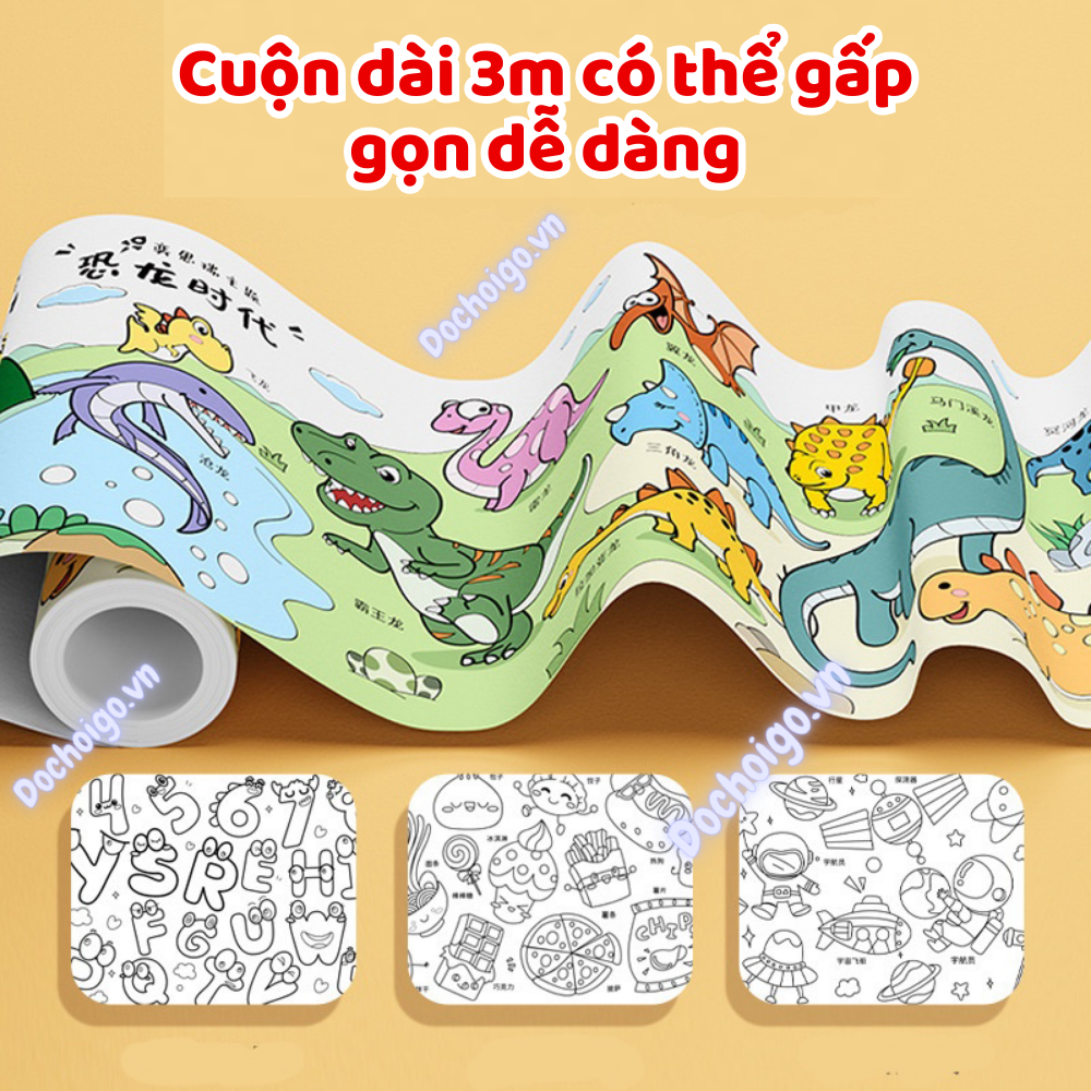 Tranh tập tô màu dán tường cho bé, có thể cắt hình dán có sẵn keo dán mặt sau của giấy