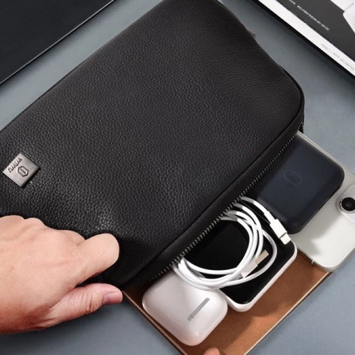 WIWU Alpha Anti-theft Clutch Bag- Ví Cầm Tay đựng phụ kiện bằng da cao cấp chống nước,chống sốc tích hợp khóa chống trộm – 7
