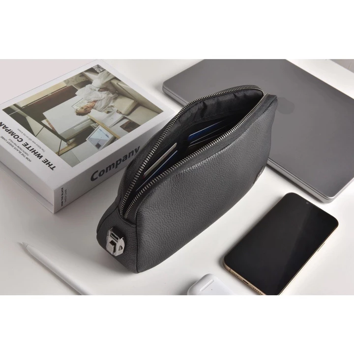 WIWU Alpha Anti-theft Clutch Bag- Ví Cầm Tay đựng phụ kiện bằng da cao cấp chống nước,chống sốc tích hợp khóa chống trộm – 2