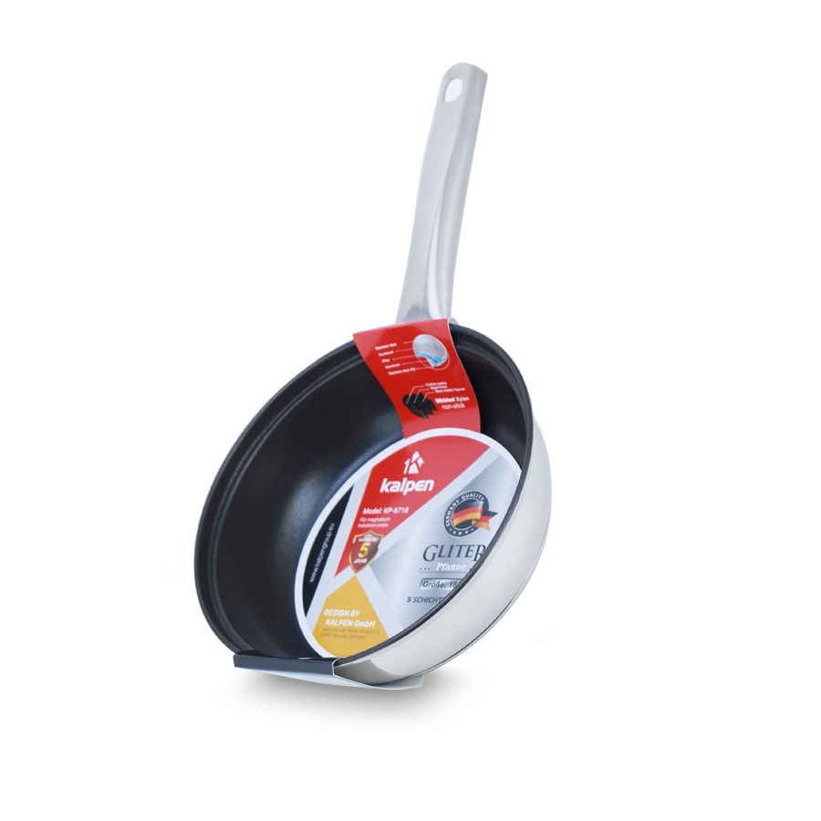 Ảnh Chảo Chống Dính INOX 304 Cao Cấp 5 Lớp Size 16-18-20-22cm Gliter Hàng Chính Hãng KALPEN-GIA DỤNG ĐỨC 2