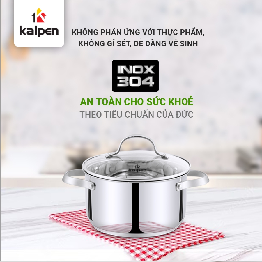 Ảnh Nồi INOX 304 Cao Cấp 5 Đáy Lermat Size 16-18-20-24cm Hàng Chính Hãng KALPEN-GIA DỤNG ĐỨC 3