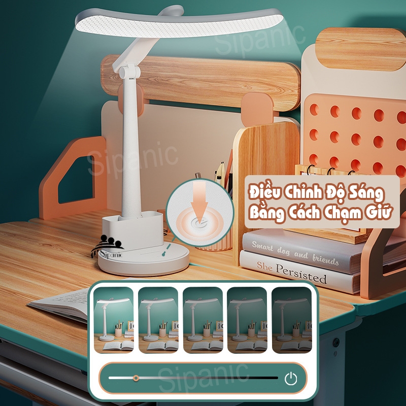 Ảnh Đèn học để bàn, Sipanic tích điện - Pin 4000mAh, cảm ứng 3 chế độ ánh sáng chống cận thị bảo vệ mắt 3