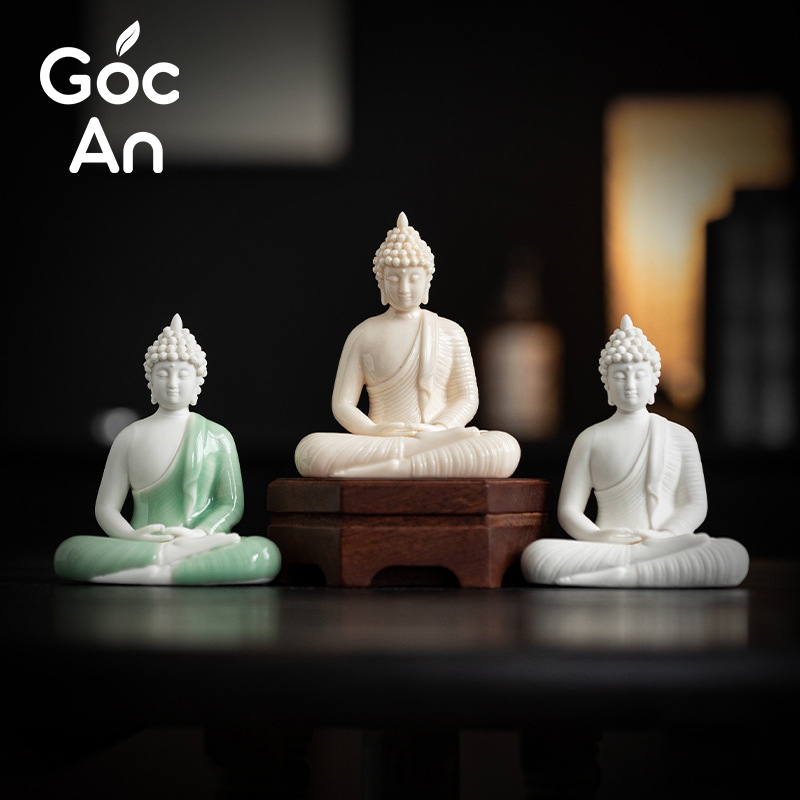 Tượng Phật Thích Ca Mâu Ni Cao 11cm Bằng Gốm Cao Cấp, Đặt Taplo Xe Ô Tô, Bàn Làm Việc, Trang Trí Phong Thuỷ