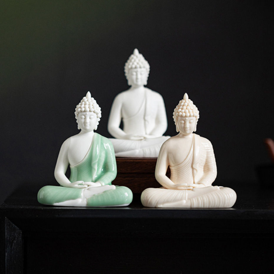 Tượng Phật Thích Ca Mâu Ni Cao 11cm Bằng Gốm Cao Cấp, Đặt Taplo Xe Ô Tô, Bàn Làm Việc, Trang Trí Phong Thuỷ