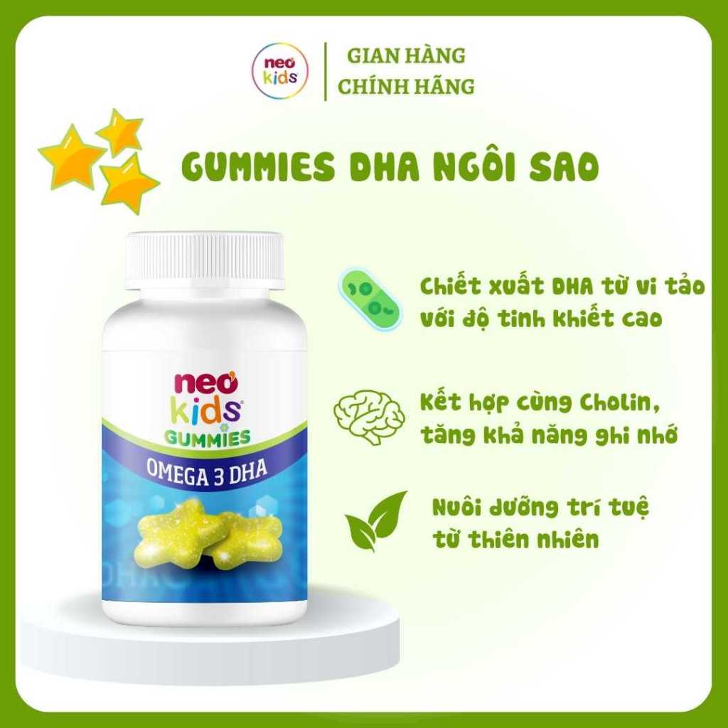 Gummies DHA ngôi sao Neo Kids hộp 60 viên nhai + quà