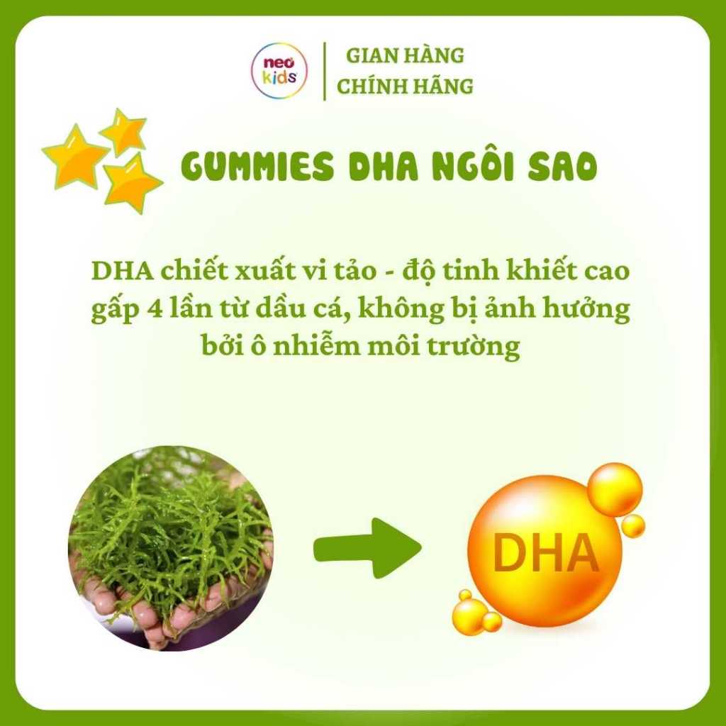 Gummies DHA ngôi sao Neo Kids hộp 60 viên nhai + quà