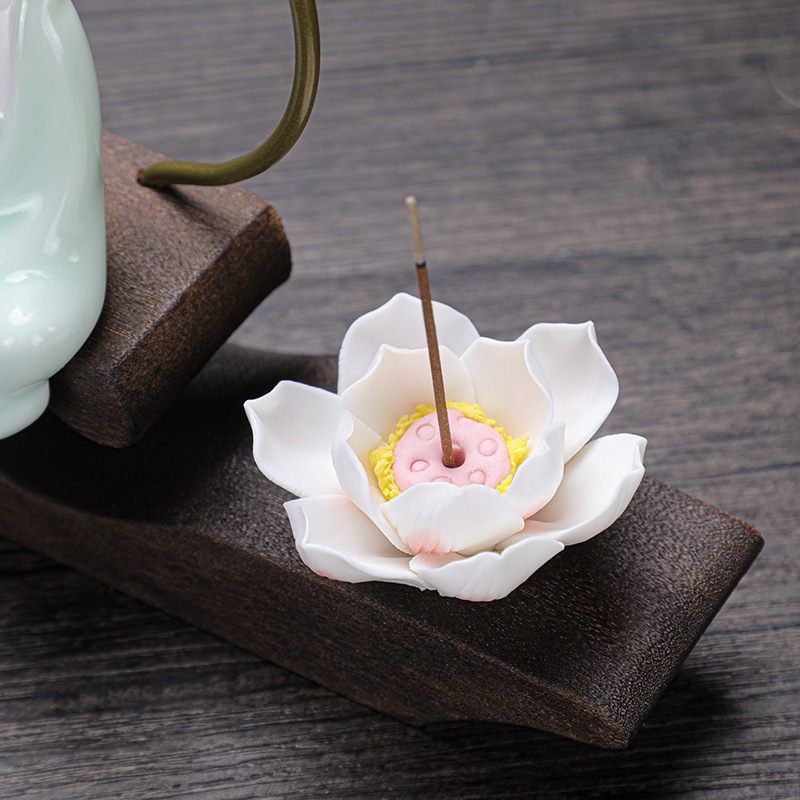 Đế Cắm Nhang Hoa Sen Gốm, Đế Cắm Nhang Trầm Thơm, Hoa Sen Cắm Nhang Không Tăm, Trang Trí Tiểu Cảnh