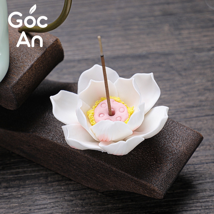 Đế Cắm Nhang Hoa Sen Gốm, Đế Cắm Nhang Trầm Thơm, Hoa Sen Cắm Nhang Không Tăm, Trang Trí Tiểu Cảnh