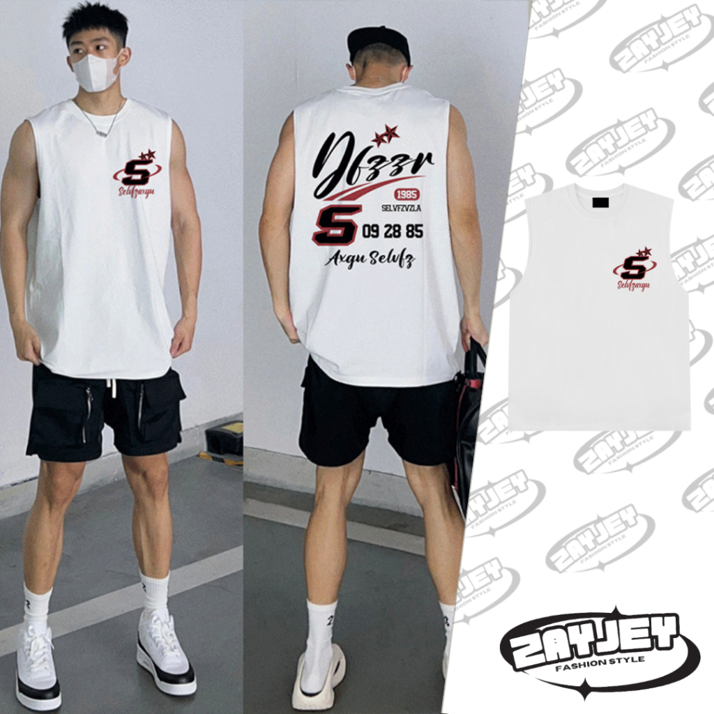Áo Ba Lỗ Nam Tank Top Họa Tiết AXGU SELVFG JayZey Rộng Rãi Thoáng Mát Chất Vải Cotton