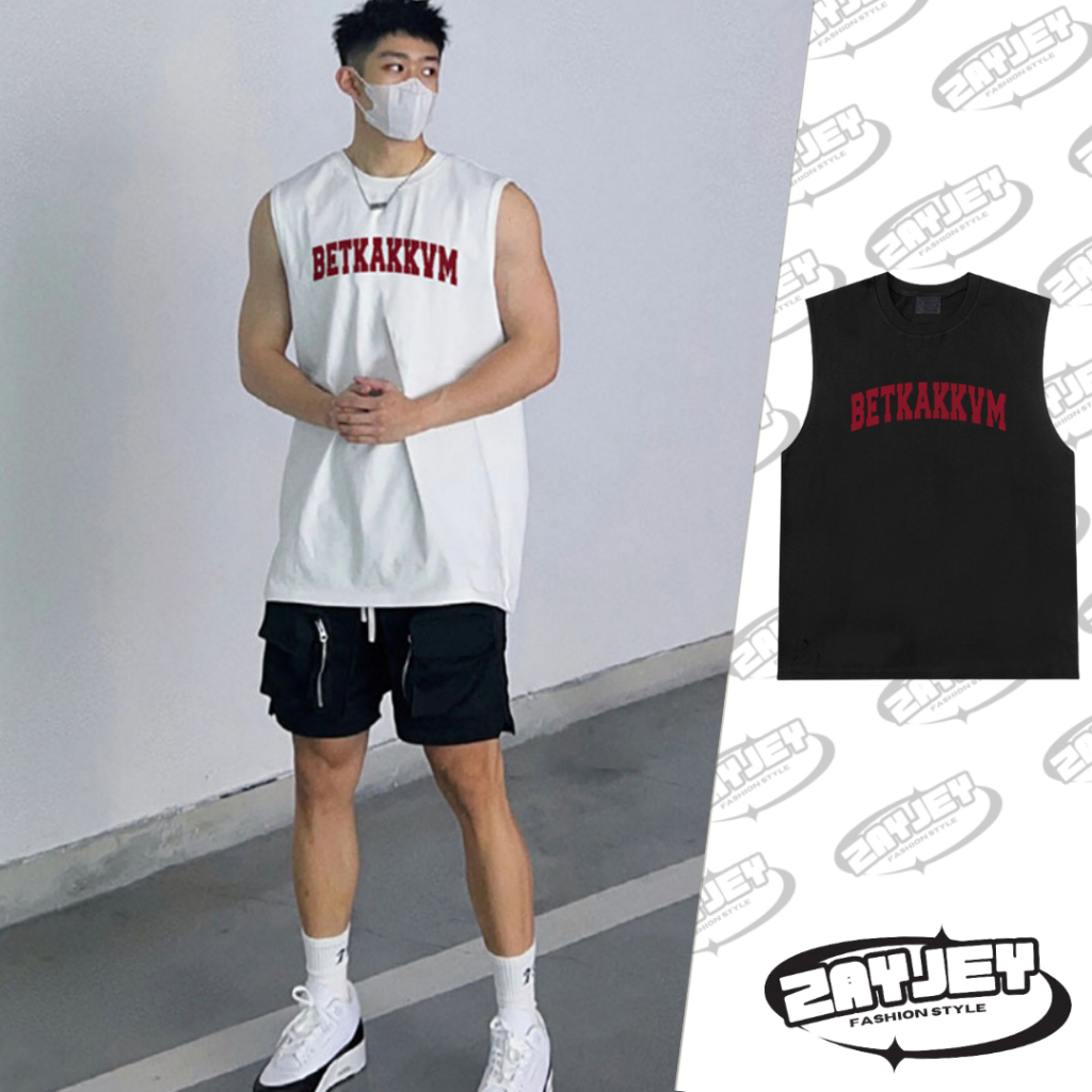Áo Ba Lỗ Nam Tank Top Họa Tiết Chữ BETKAKKVM JayZey Rộng Rãi Thoáng Mát Chất Vải Cotton