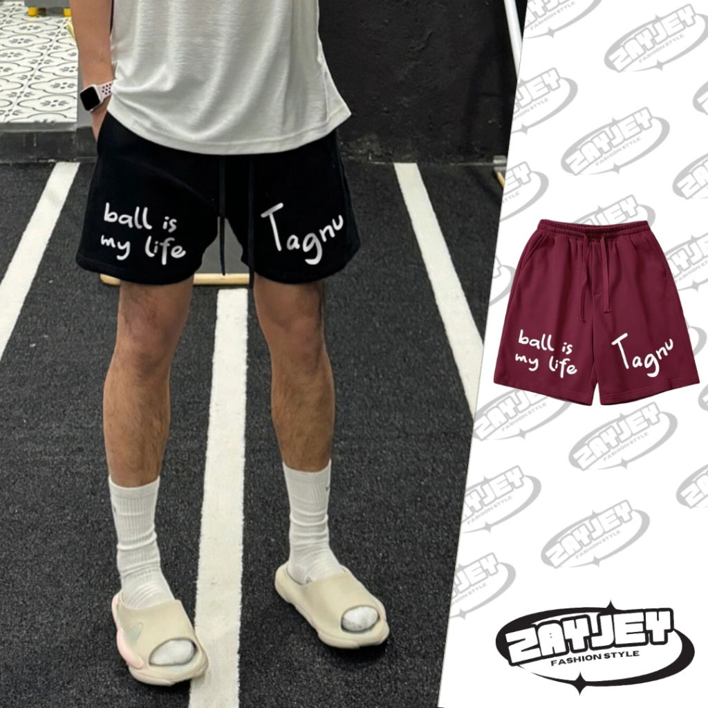 Quần Nỉ Ngố Nam Họa Tiết Chữ TANGU Jayzey Short Thun Đùi Dày Dặn Có Túi Kết Hợp Dây Rút