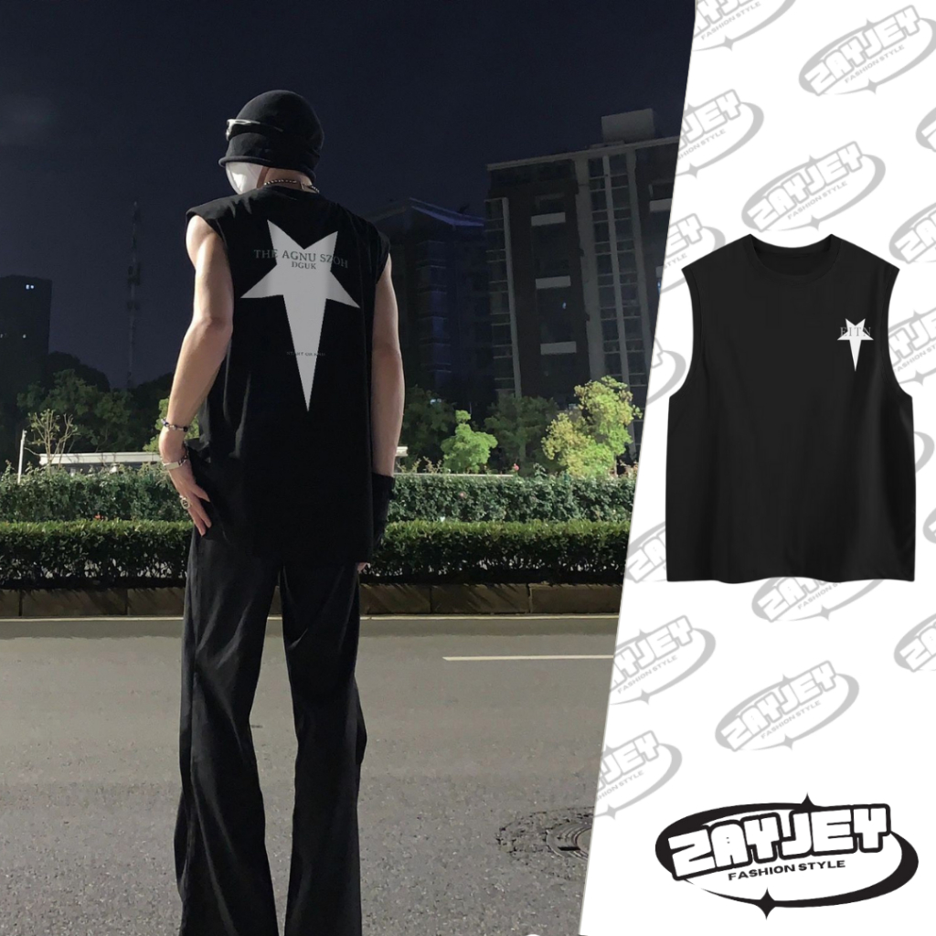 Áo Ba Lỗ Nam Tank Top Họa Tiết Hình Ngôi Sao JayZey Rộng Rãi Thoáng Mát Chuẩn Form Unisex