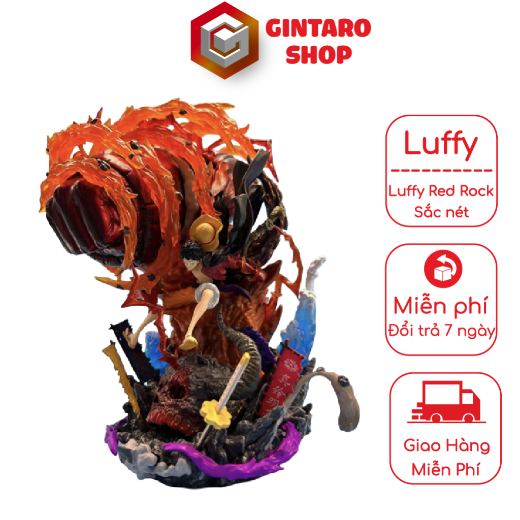 Mô hình One Piece Luffy Red Rock hiệu ứng lửa cao 25cm phiên bản mới ...