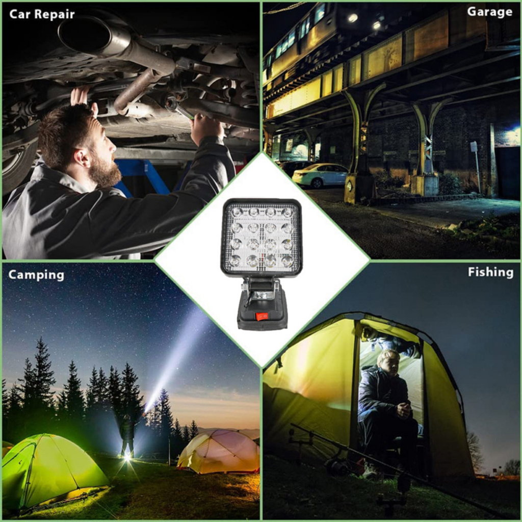 Đèn pin led có cổng USB, đèn pha led dùng chân pin phổ thông makita 4cm ...