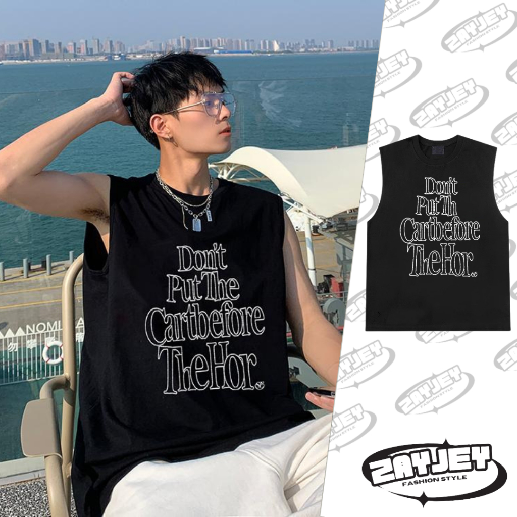 Áo Ba Lỗ  Nam TankTop Họa Tiết Chữ Nét Viền JayZey Form Rộng Rãi Thoáng Mát Chất Vải Cotton