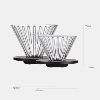 VOLCANO Phễu thuỷ tinh V60 rãnh thẳng đế nhôm Cafede Kona