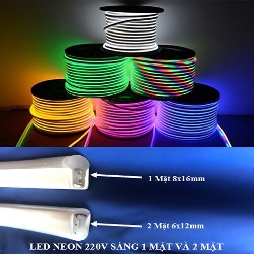 Dây Đèn Led Neon 8x16mm Điện 220v Cuộn 50m-100m Có Nối Nguồn Sẵn ...