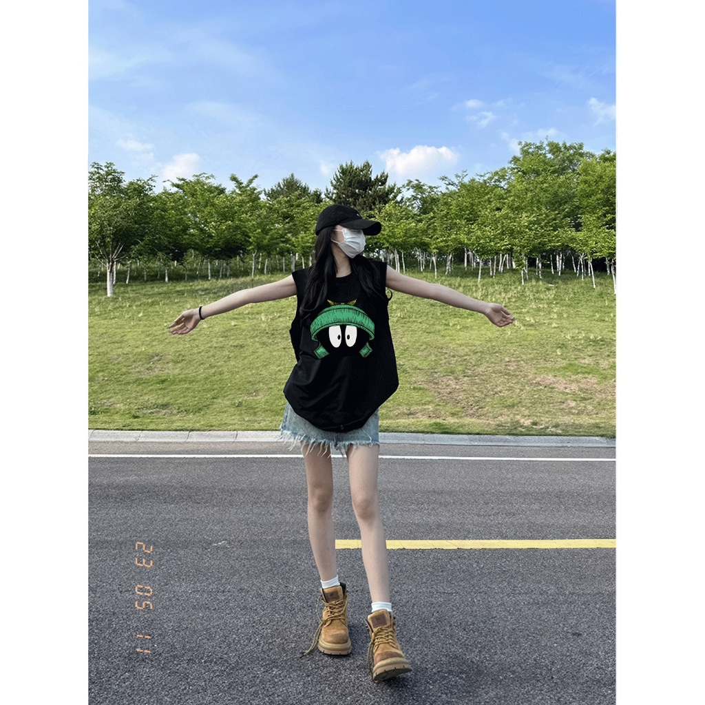 Áo Tank Top Nữ REDLABEL "EYES", Áo Ba Lỗ Sát Nách Cotton Dày Dặn In Hình EYES Phong Cách Đường Phố TT12