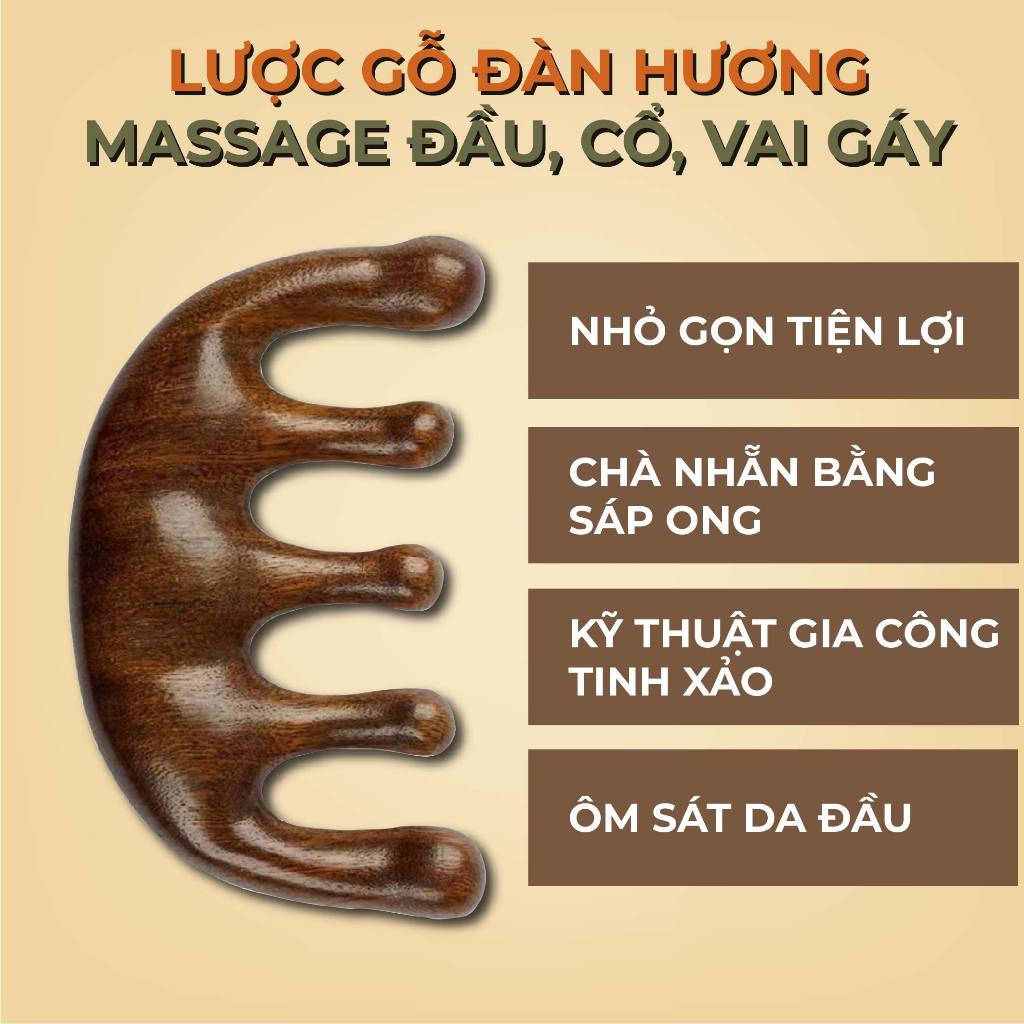 Lược massage đầu gỗ đàn hương giảm mệt mỏi Bellena LG1