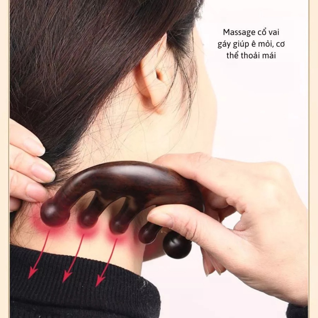 Lược massage đầu gỗ đàn hương giảm mệt mỏi Bellena LG1