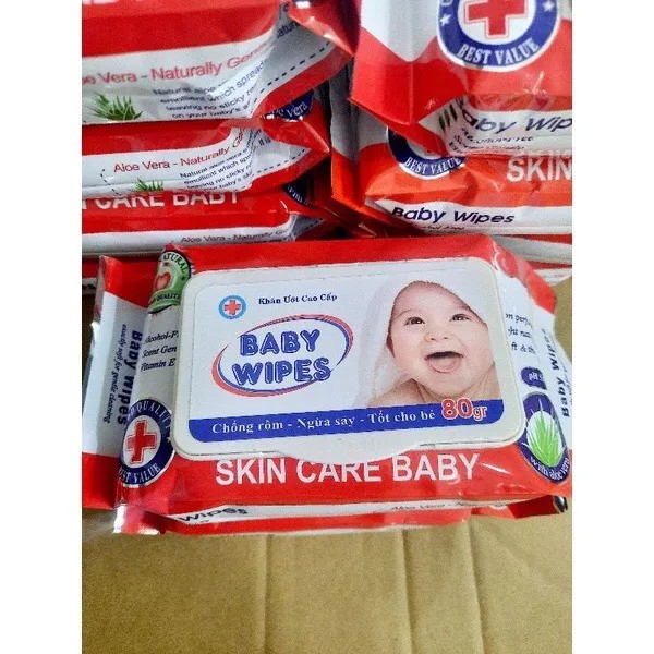 COMBO 20 Gói khăn giấy ướt cao cấp Baby Wipes 80g an toàn cho da thân thiện với môi trường