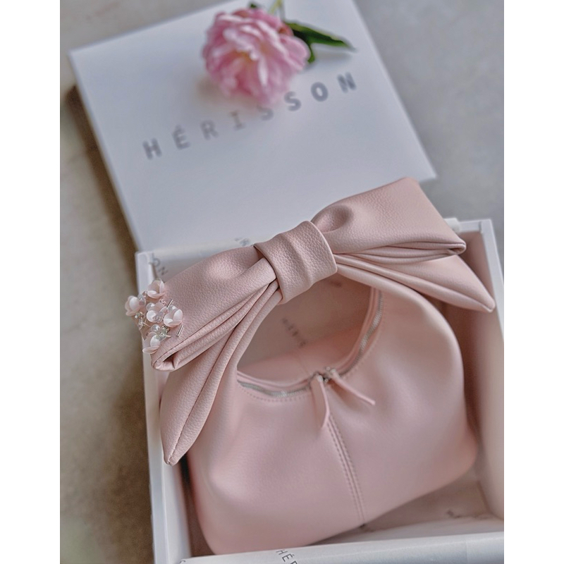 Túi Chow bag Hérisson màu hồng phấn + nơ | Shopee Việt Nam