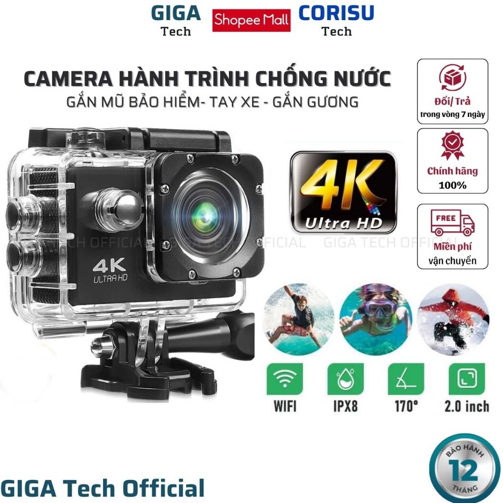 Camera Hành Trình Chống Nước Chống Rung CORISU 4K Sports Ultra HD DV ...