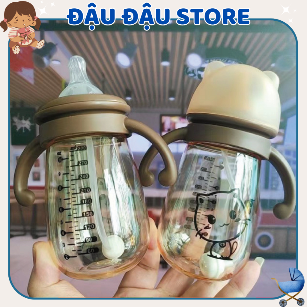 Bình sữa cho bé sơ sinh hình Mèo chất liệu PPSU 240 - 300ml an toàn cho bé Đậu Đậu Store